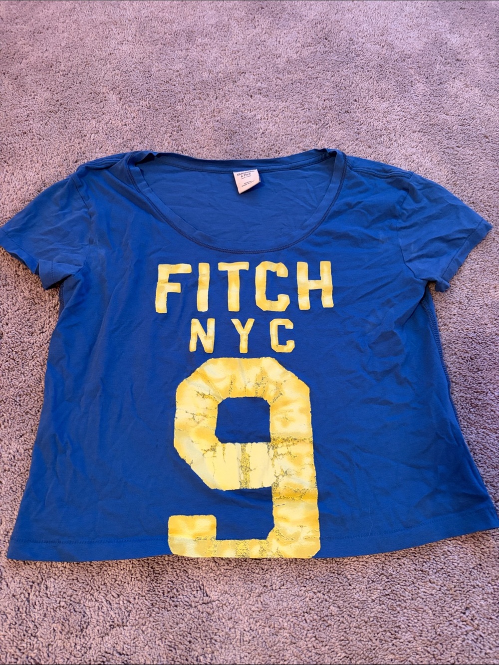 Abercrombie Blue Graphic Tee with Yellow Number 9